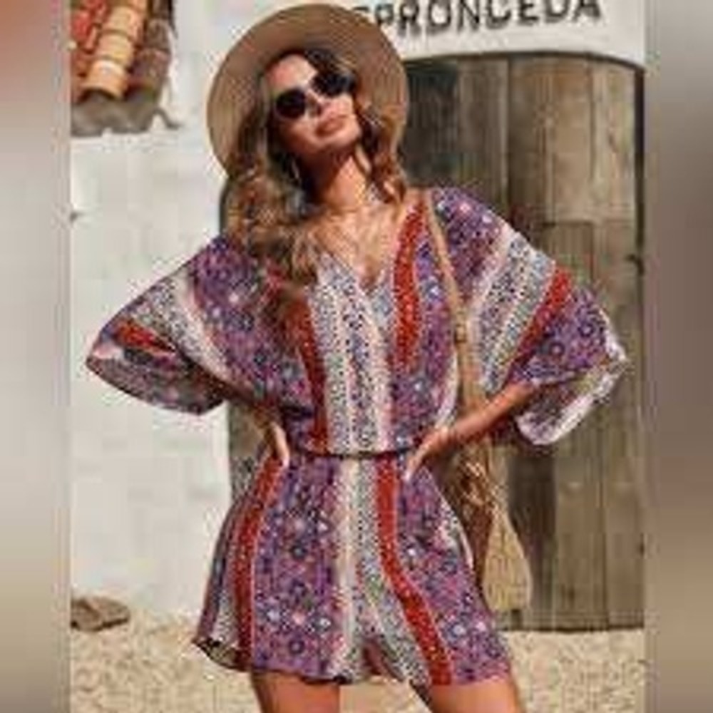 Kori Romper Women Large Pink Floral Boho New with Tags